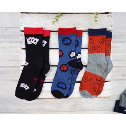 3pak SKARPETKI bawełniane KARTY skarpety chłopięce C-35