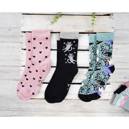 3pak SKARPETKI bawełniane SERCA skarpety dziewczęce D-40