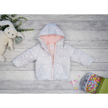 Szara KURTKA dziewczęca w GWIAZDKI ocieplana jesień zima