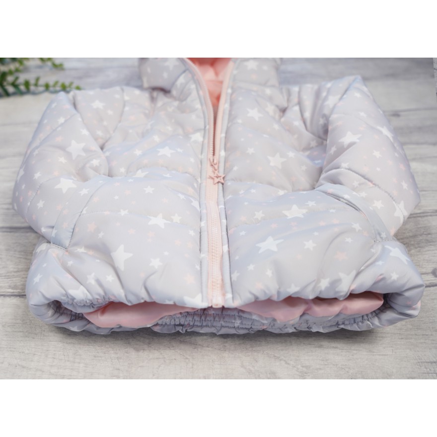 Szara KURTKA dziewczęca w GWIAZDKI ocieplana jesień zima