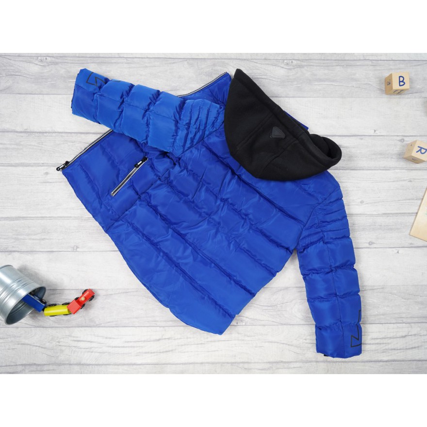 Niebieska KURTKA pikowana 11 SILVERY na futerku ZIMA