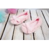 Różowe KAPCIE BALERINY z kokardą ciepłe miękkie ciapy