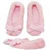 Różowe KAPCIE BALERINY z kokardą ciepłe miękkie ciapy