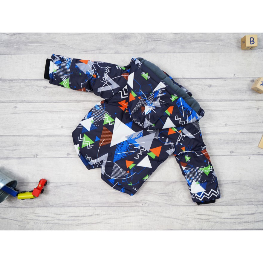 ZIMOWY KOMBINEZON dwuczęściowy GRAFITOWY we wzory geometryczne