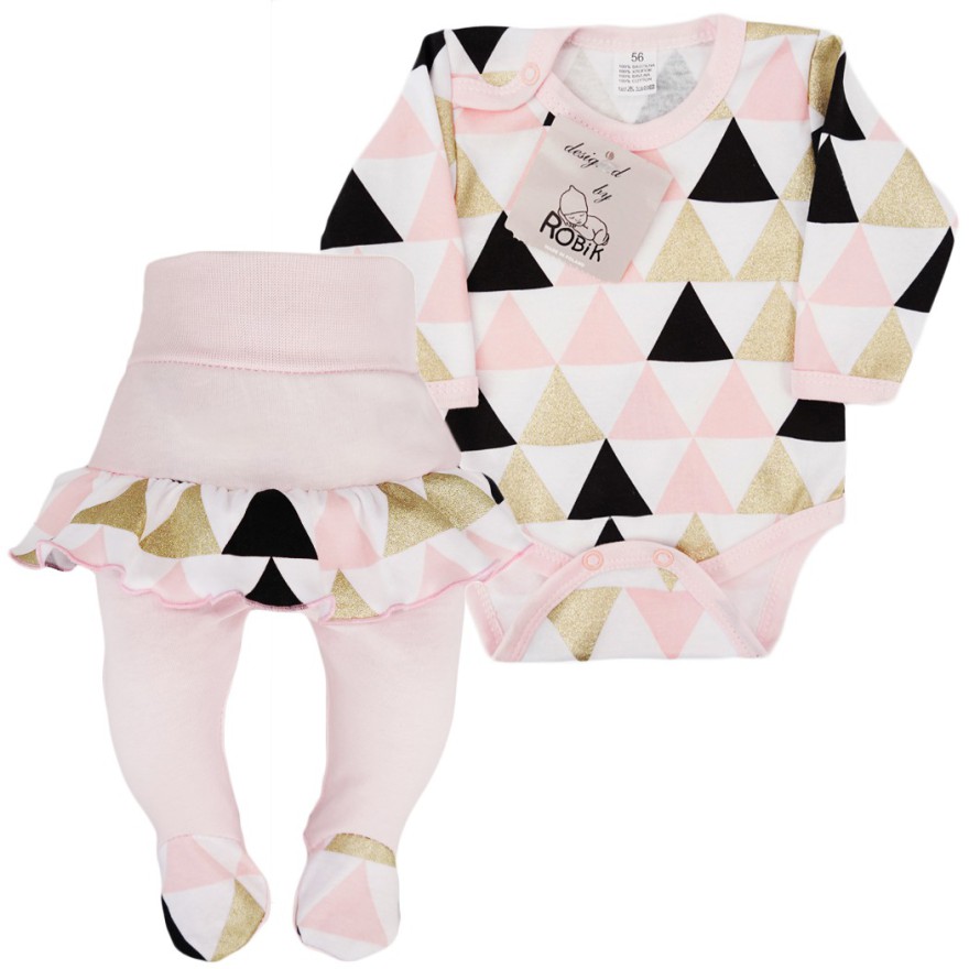 Komplet 2cz NADIA body + półśpiochy z falbanką wz. trójkąty