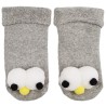 Szare SKARPETY frotte 3D niemowlęce skarpetki z oczami i noskiem