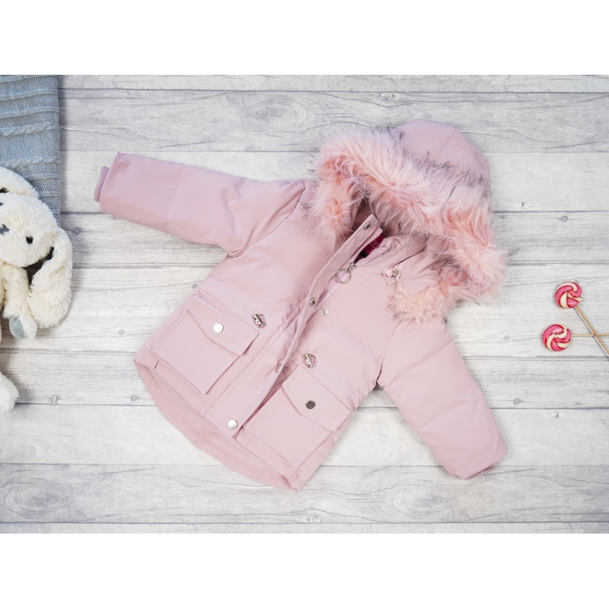 Różowa KURTKA dziewczęca na futerku ZIMA