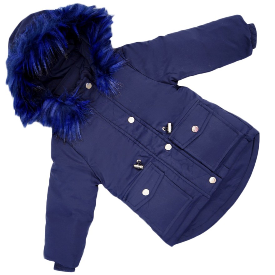 Granatowa KURTKA dziewczęca na futerku ZIMA