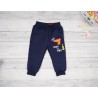 Granatowe SPODNIE ocieplane pomarańczowy DINO chłopięce spodenki dresowe