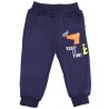 Granatowe SPODNIE ocieplane pomarańczowy DINO chłopięce spodenki dresowe
