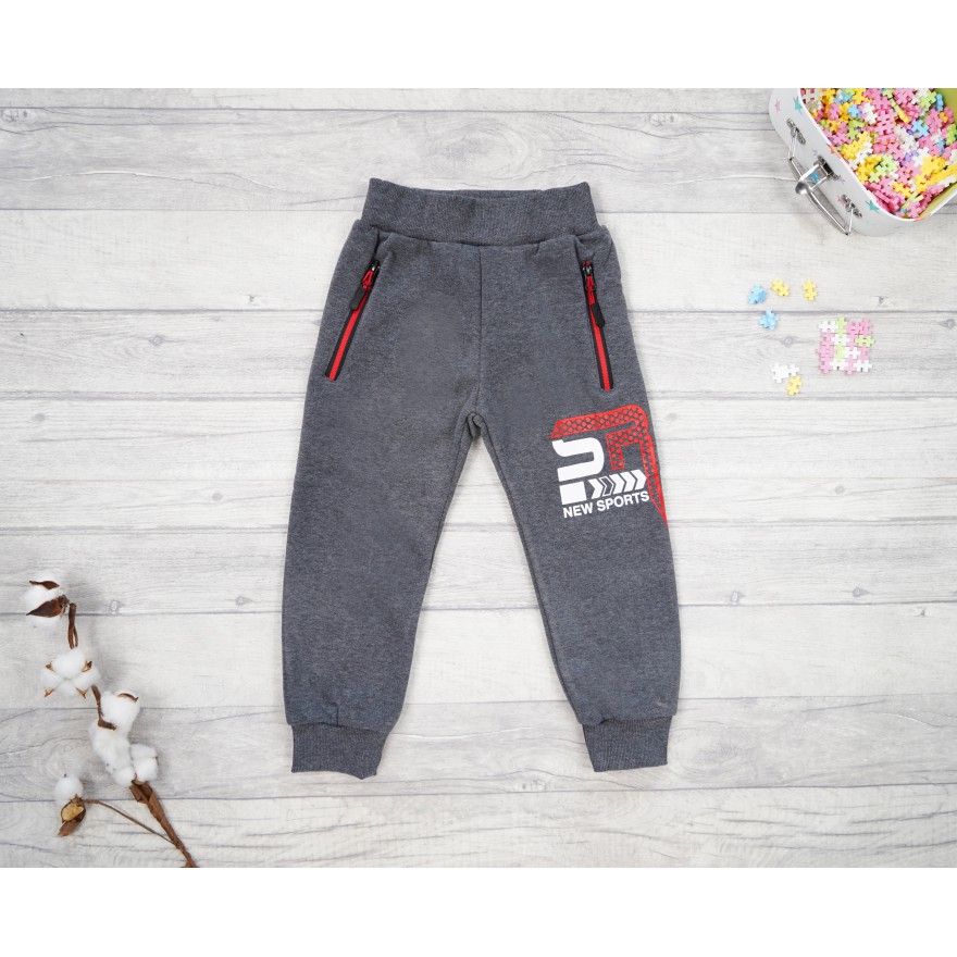 Szare SPODNIE ocieplane SR NEW SPORTS chłopięce spodenki dresowe