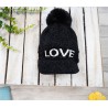Czarna CZAPKA LOVE z daszkiem i pomponem zimowa JULA