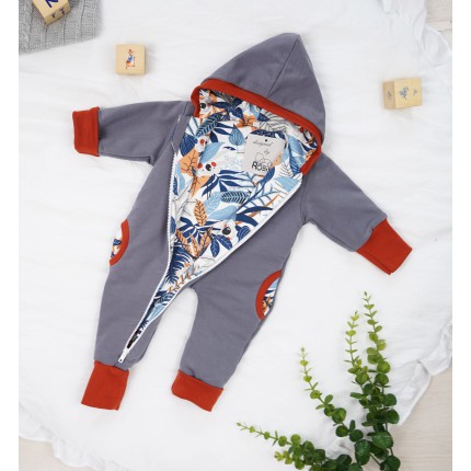 Grafitowy KOMBINEZON ocieplany KOALA rosnący dresowy