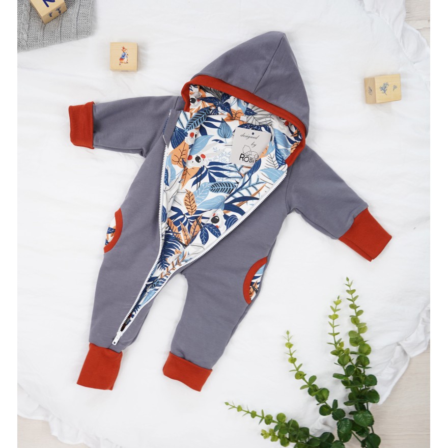 Grafitowy KOMBINEZON ocieplany KOALA rosnący dresowy