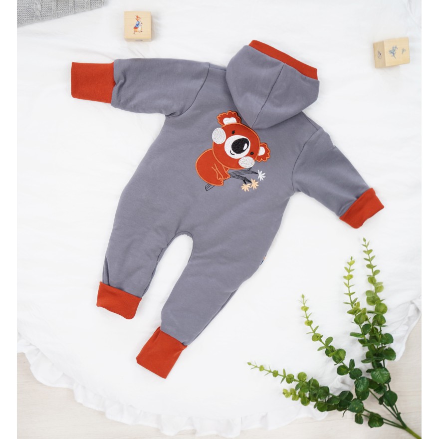 Grafitowy KOMBINEZON ocieplany KOALA rosnący dresowy