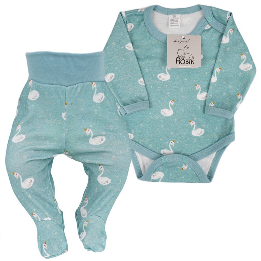 Komplet 2cz body + półśpiochy iceberg wz. łabędzie