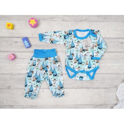 Komplet 2cz body + półśpiochy niebieski wz. szopy WCZEŚNIAK