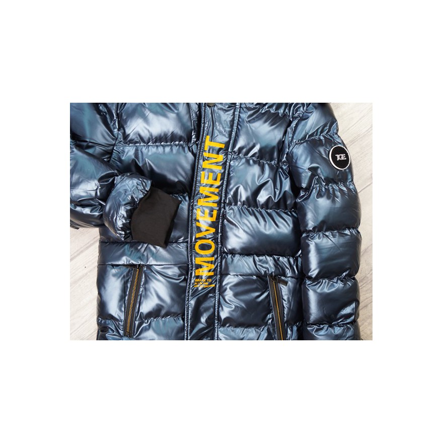 Niebieska KURTKA metalik MOVEMENT pikowana na futerku ZIMA