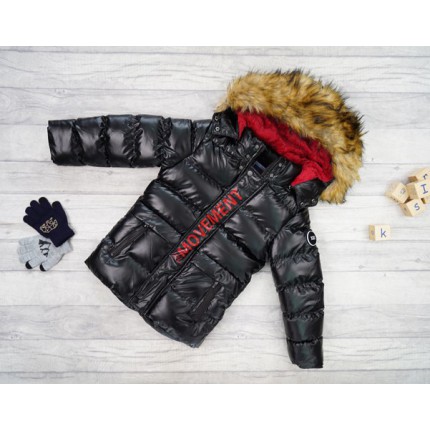 Czarna KURTKA metalik MOVEMENT pikowana na futerku ZIMA