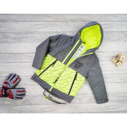 Szara KURTKA CANADA zielony neon wodoodporna ZIMA