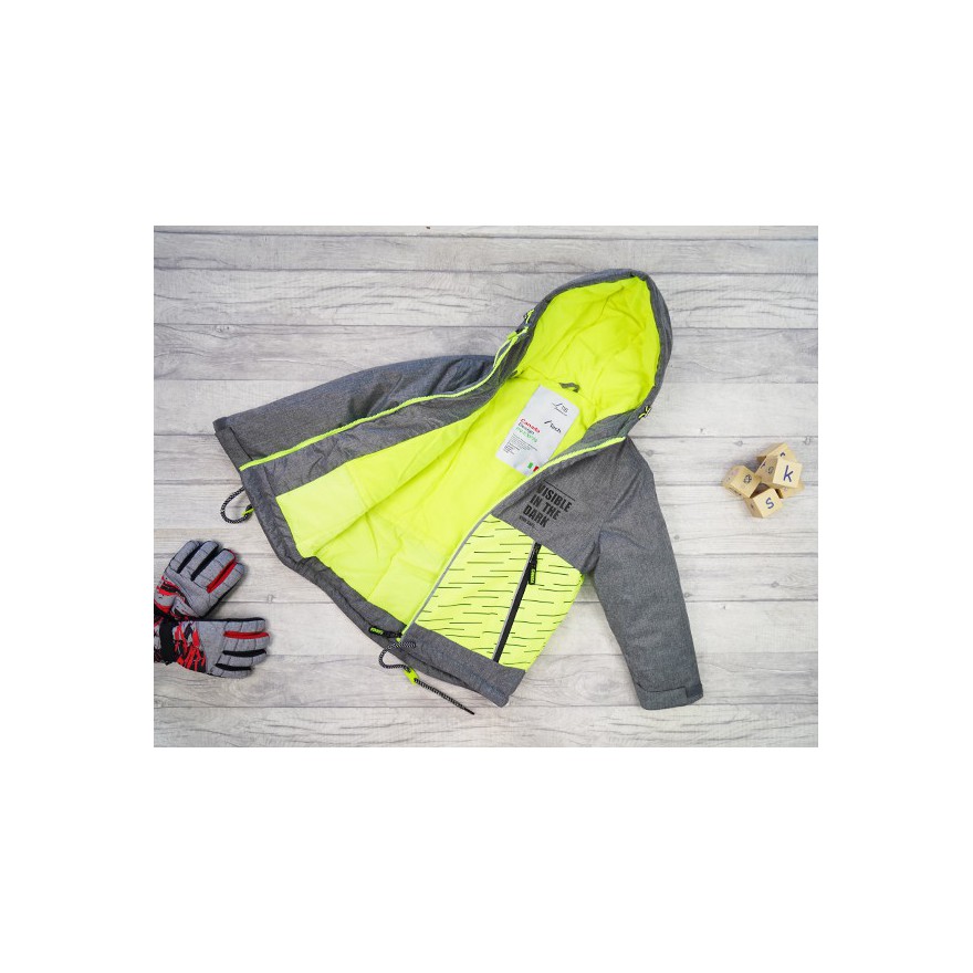 Szara KURTKA CANADA zielony neon wodoodporna ZIMA