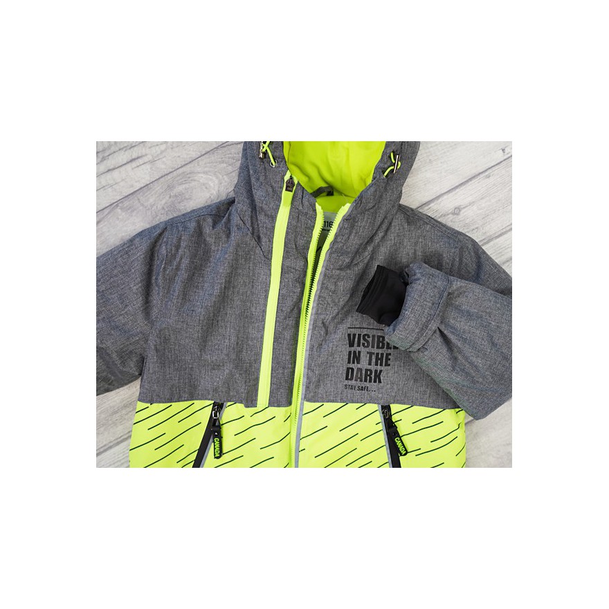 Szara KURTKA CANADA zielony neon wodoodporna ZIMA