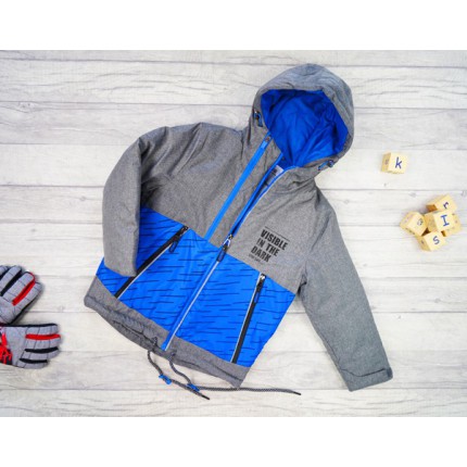 Szara KURTKA CANADA niebieski neon wodoodporna ZIMA