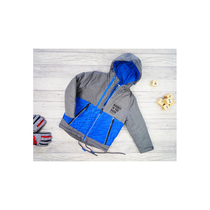 Szara KURTKA CANADA niebieski neon wodoodporna ZIMA