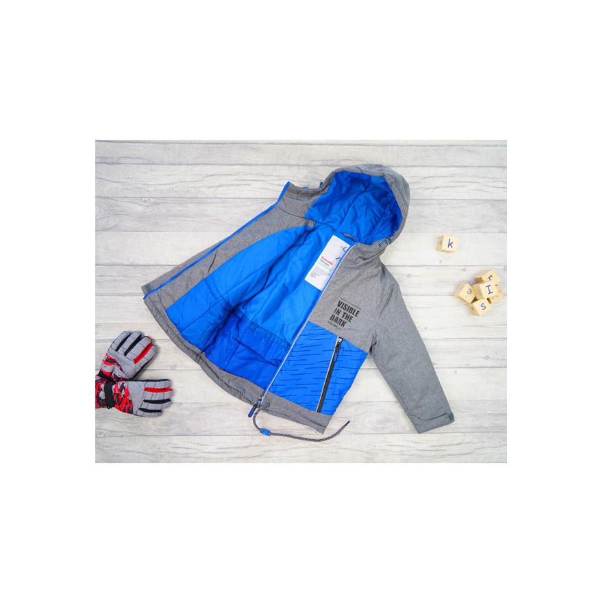 Szara KURTKA CANADA niebieski neon wodoodporna ZIMA