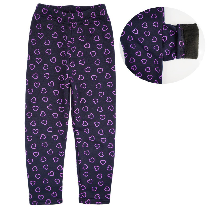 Granatowe LEGGINSY ocieplane na futerku GETRY serca