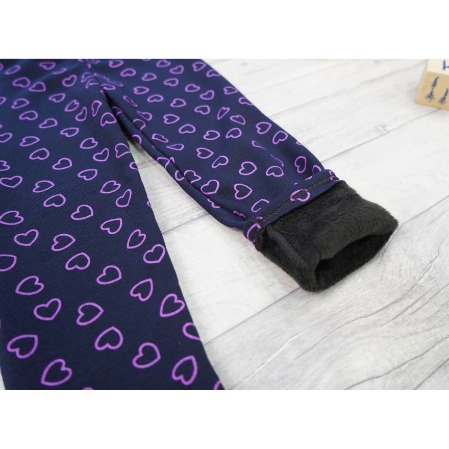 Granatowe LEGGINSY ocieplane na futerku GETRY serca