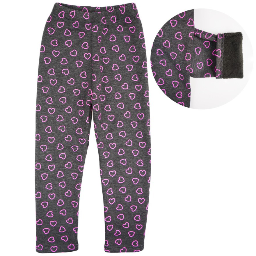 Grafitowe LEGGINSY ocieplane na futerku GETRY serca