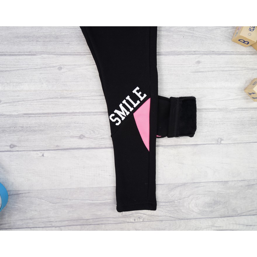 Czarne LEGGINSY ocieplane na futerku SMILE