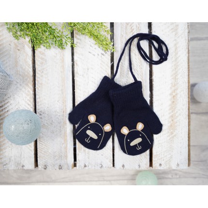 Granatowe RĘKAWICZKI dziecięce z jednym palcem MIŚ RK-1