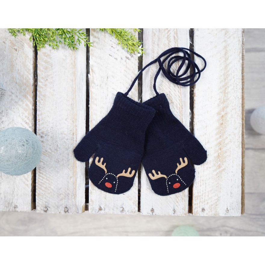 Granatowe RĘKAWICZKI dziecięce z jednym palcem RENIFER RK-2