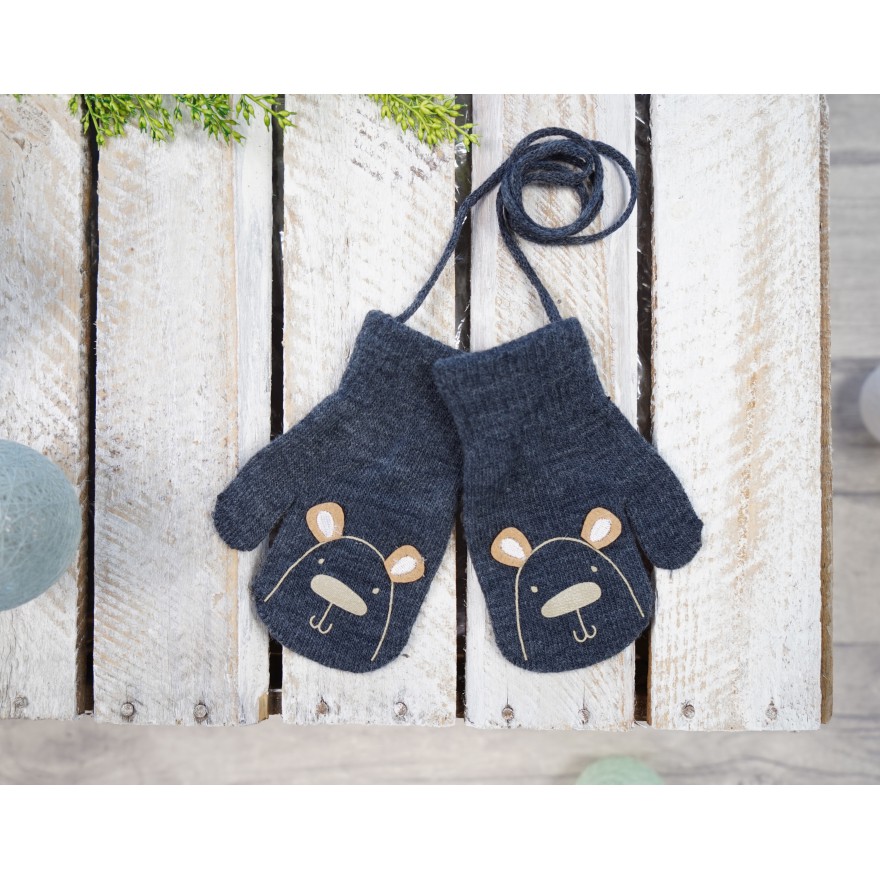 Grafitowe RĘKAWICZKI dziecięce z jednym palcem MIŚ RK-4