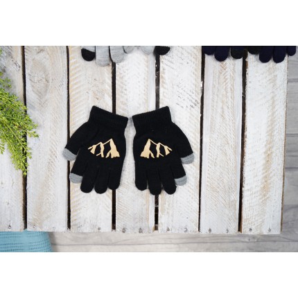 Czarne rękawiczki GÓRY z ABS i szarym dotykiem RK-13