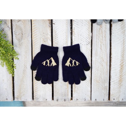 Granatowe rękawiczki GÓRY z ABS i czarnym dotykiem RK-15