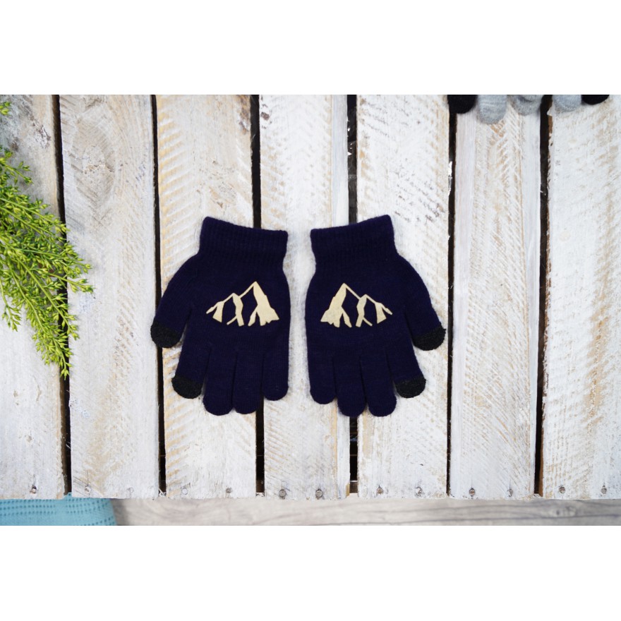 Granatowe rękawiczki GÓRY z ABS i czarnym dotykiem RK-15