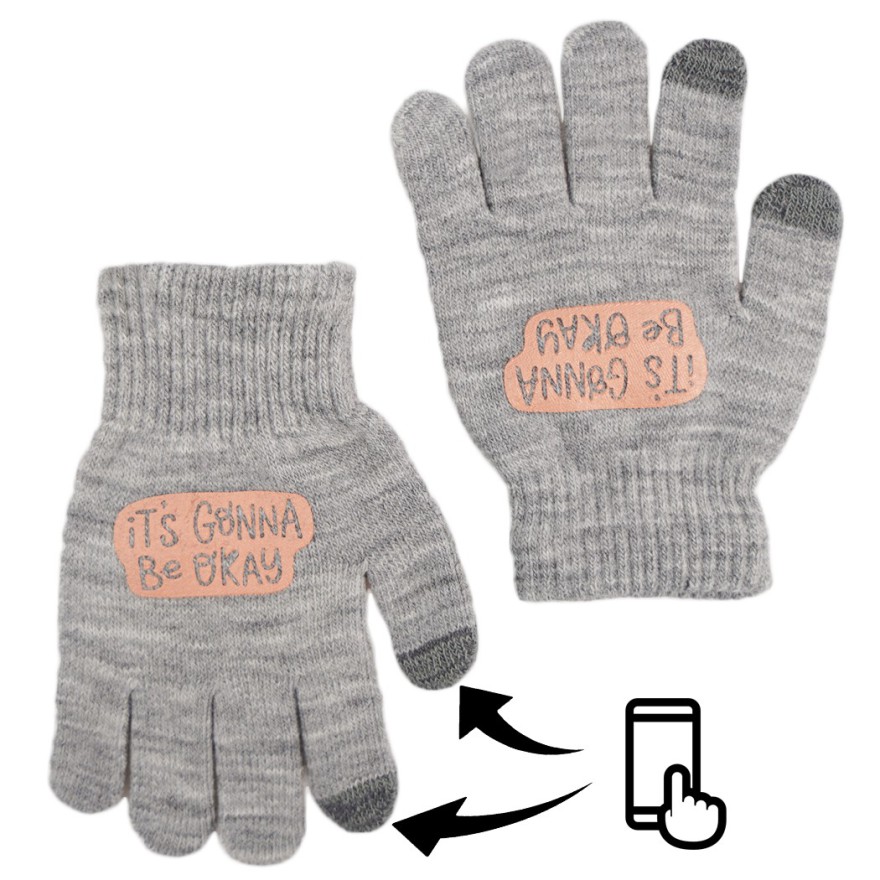 Szare rękawiczki IT'S GONNA z ABS i szarym dotykiem RK-8