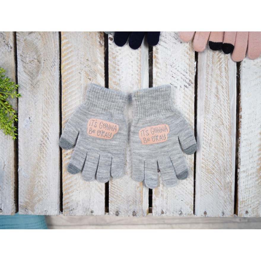 Szare rękawiczki IT'S GONNA z ABS i szarym dotykiem RK-8