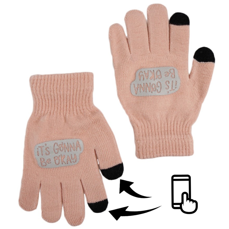Różowe rękawiczki IT'S GONNA z ABS i czarnym dotykiem RK-11