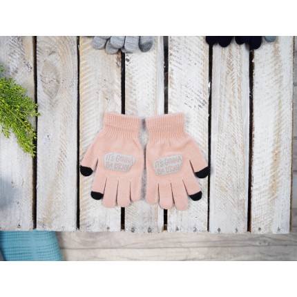 Różowe rękawiczki IT'S GONNA z ABS i czarnym dotykiem RK-11