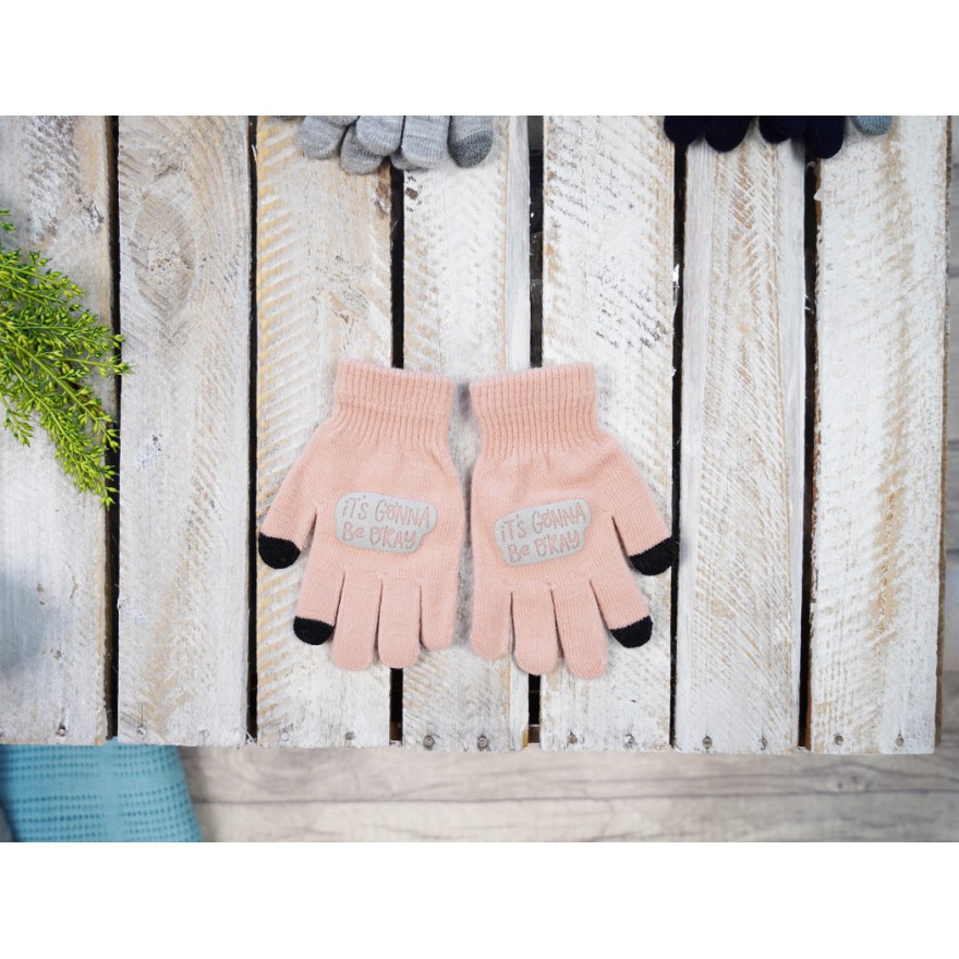 Różowe rękawiczki IT'S GONNA z ABS i czarnym dotykiem RK-11