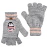 Szare rękawiczki dziewczęce PINGWIN z kapturkiem RK-24