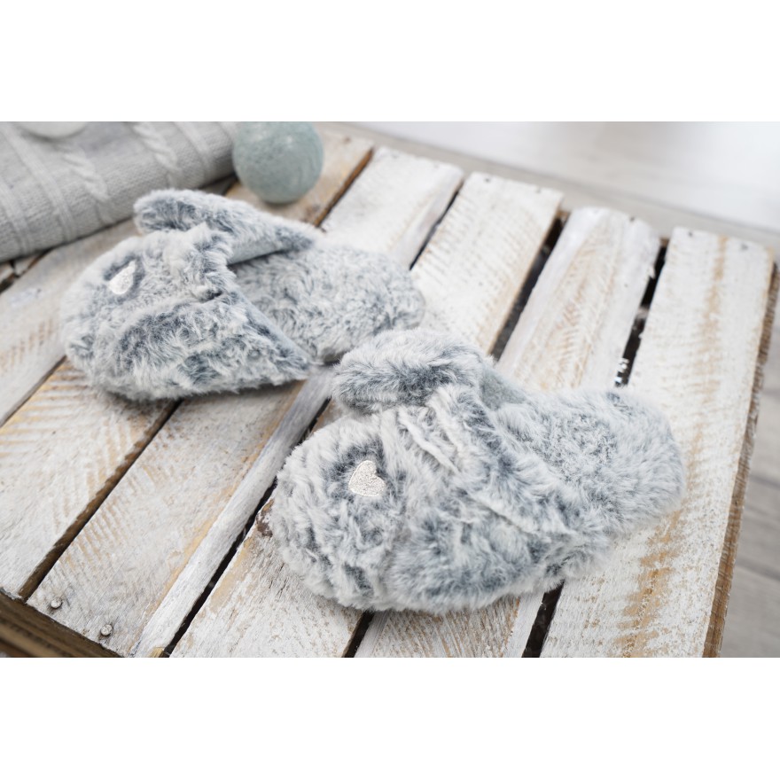 Szare KAPCIE ZAJĄC ciepłe ciapy klapki