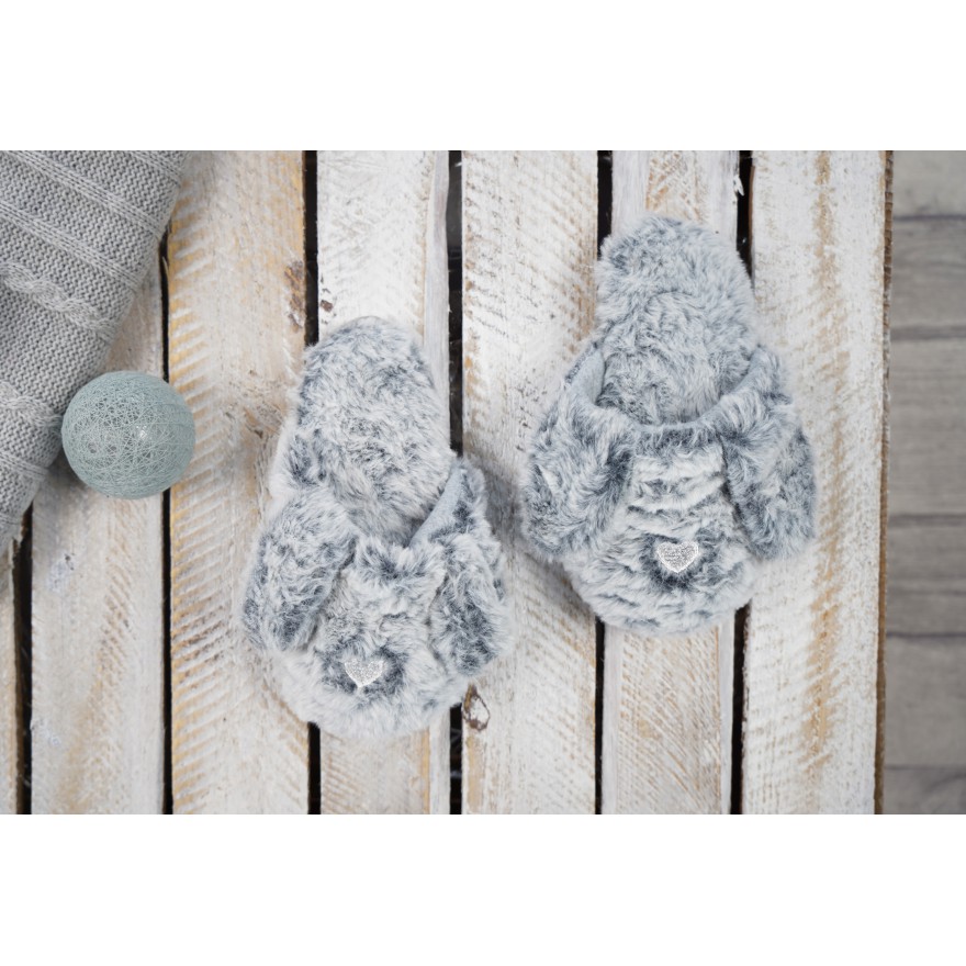 Szare KAPCIE ZAJĄC ciepłe ciapy klapki