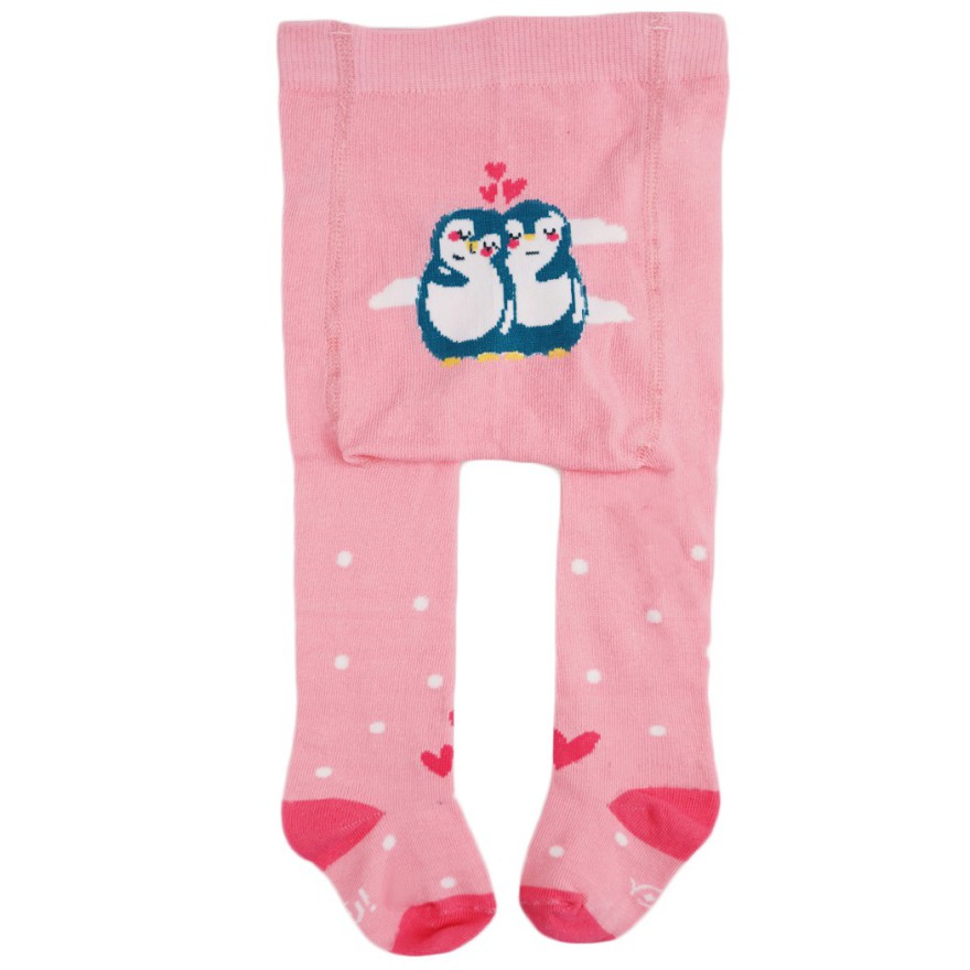 RAJSTOPY bawełniane różowe z pingwinami wzór 483