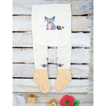 RAJSTOPY bawełniane kremowe z szopem wzór 485