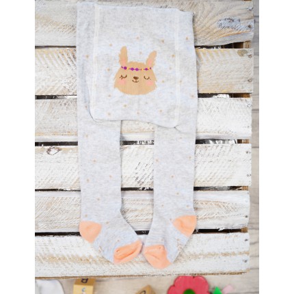 RAJSTOPY bawełniane szare z lamą wzór 482